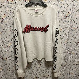 Marvel Cropped White Sweater Size XL